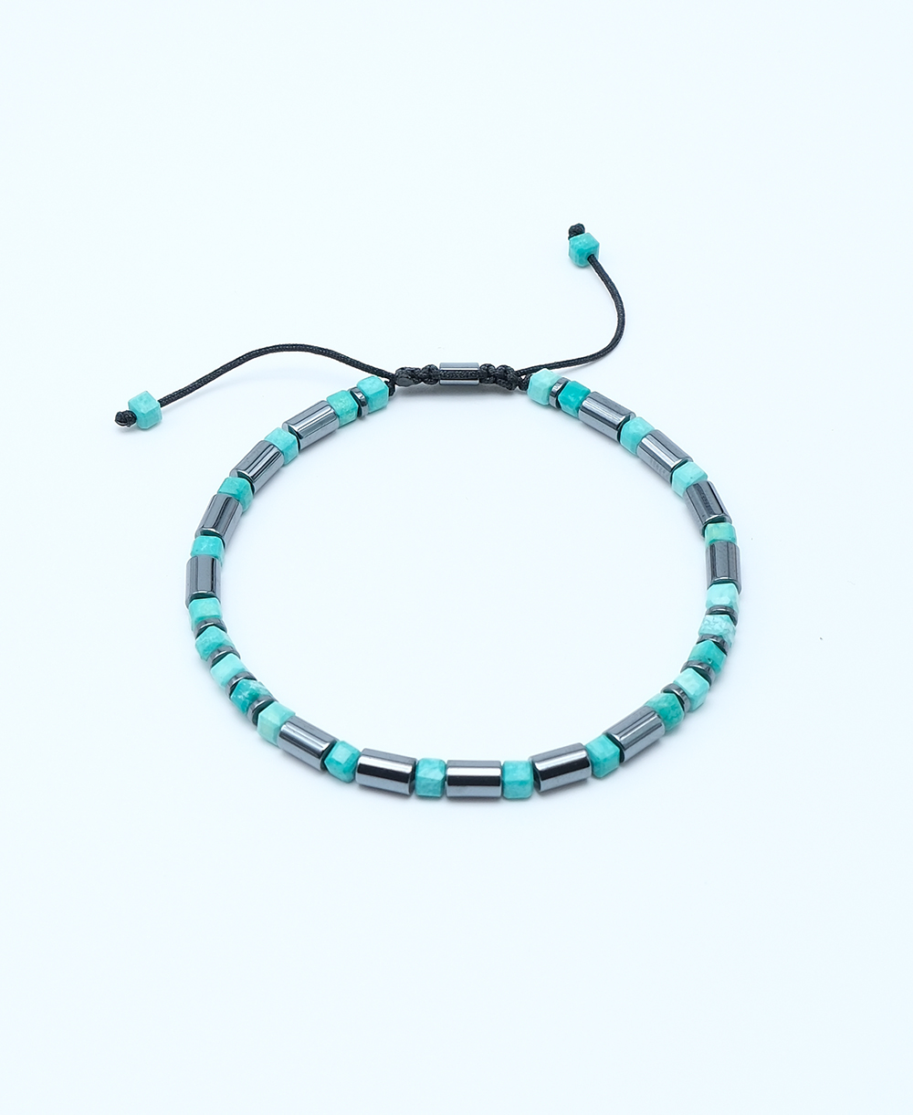 Modern Akış: Küp Amazonit & Silindir Hematit Bileklik